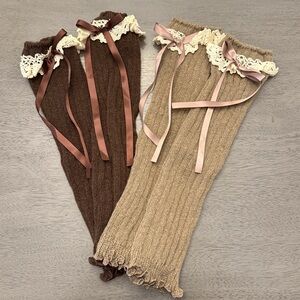 Knit Leg Warmers Y2K Coquette Dancecore Boot Cuffs Winter Accessory Bows Ballet